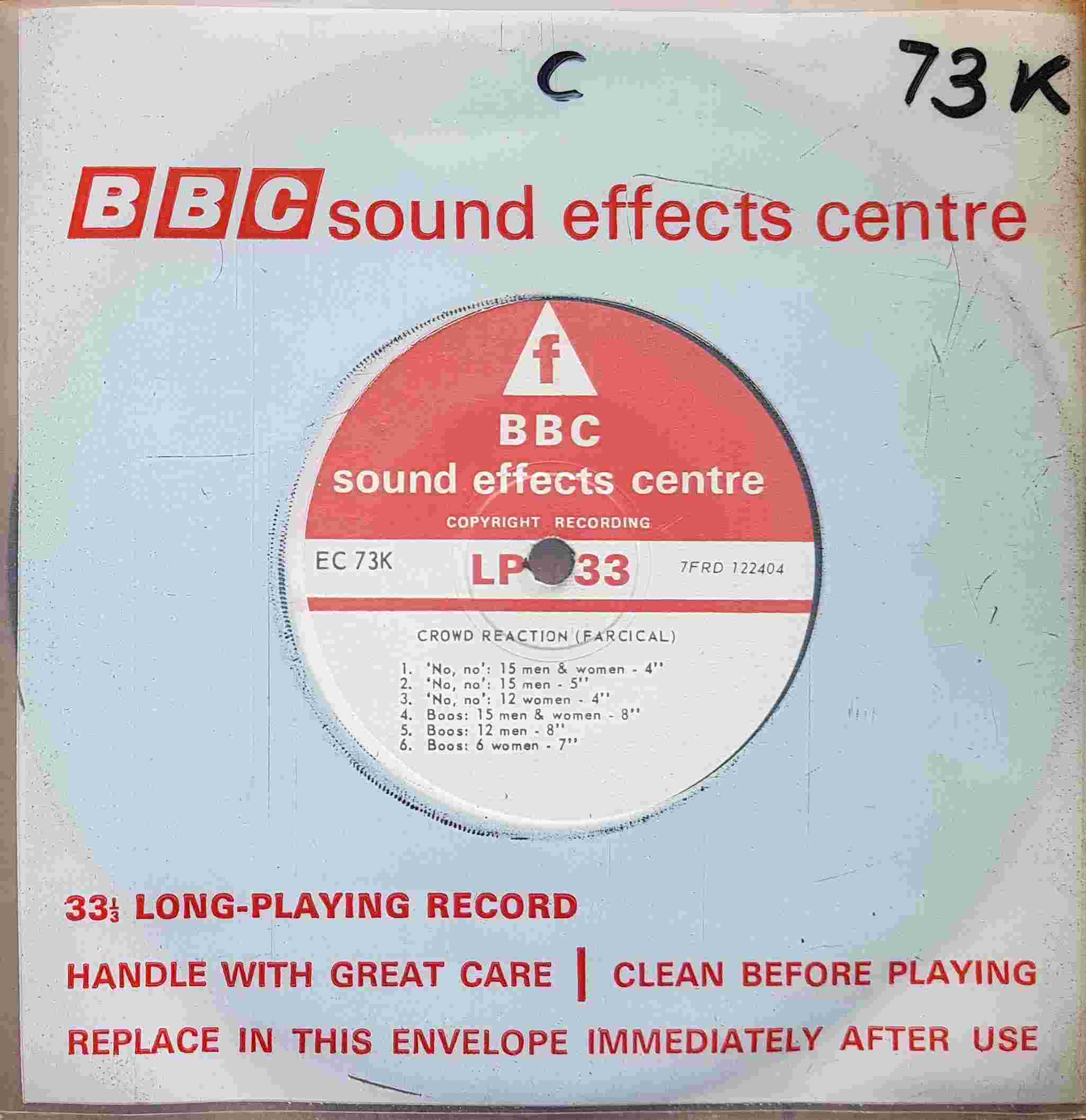 Picture of EC 73K Crowd reaction / Chatter (Farcical) by artist Not registered from the BBC records and Tapes library